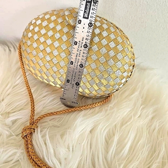 Vintage Delill Creation Evening Clutch Purse Woven Diamond Gold Silver Glitter🌴 - Picture 7 of 7